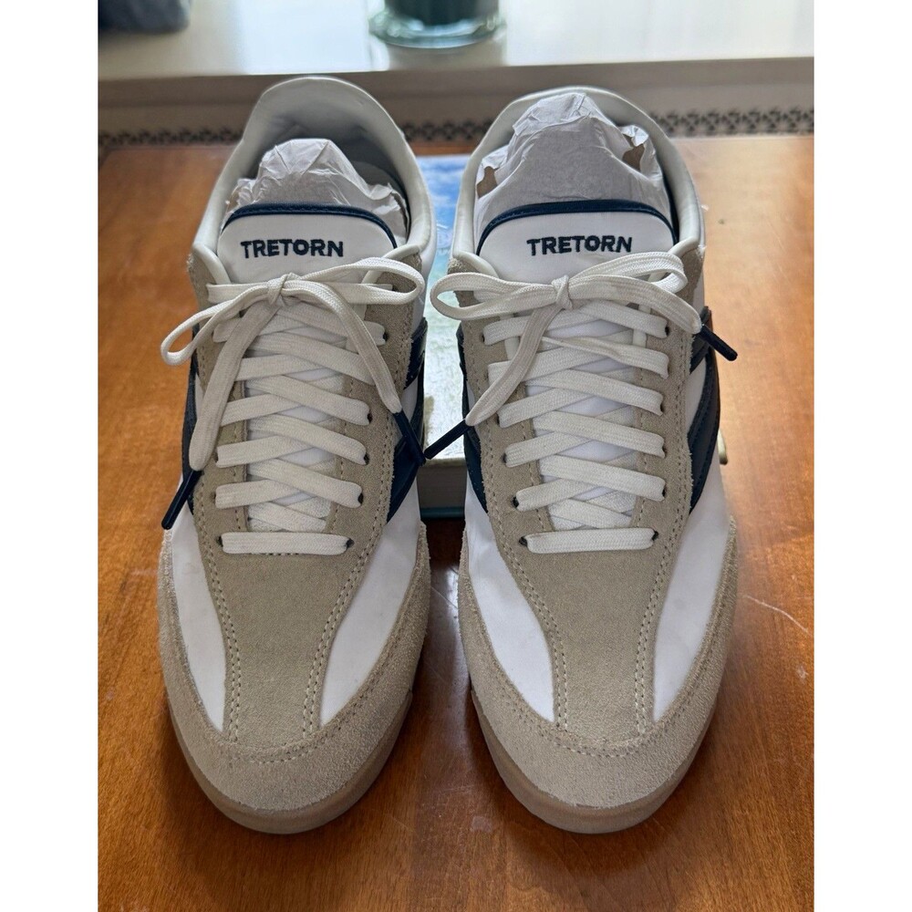 Tretorn Men’s Low Top Lace-Up Athletic Sneakers White/Beige/Navy Rubber